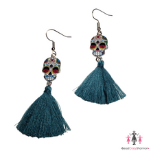 Load image into Gallery viewer, Sugar Skulls Tassel Earrings