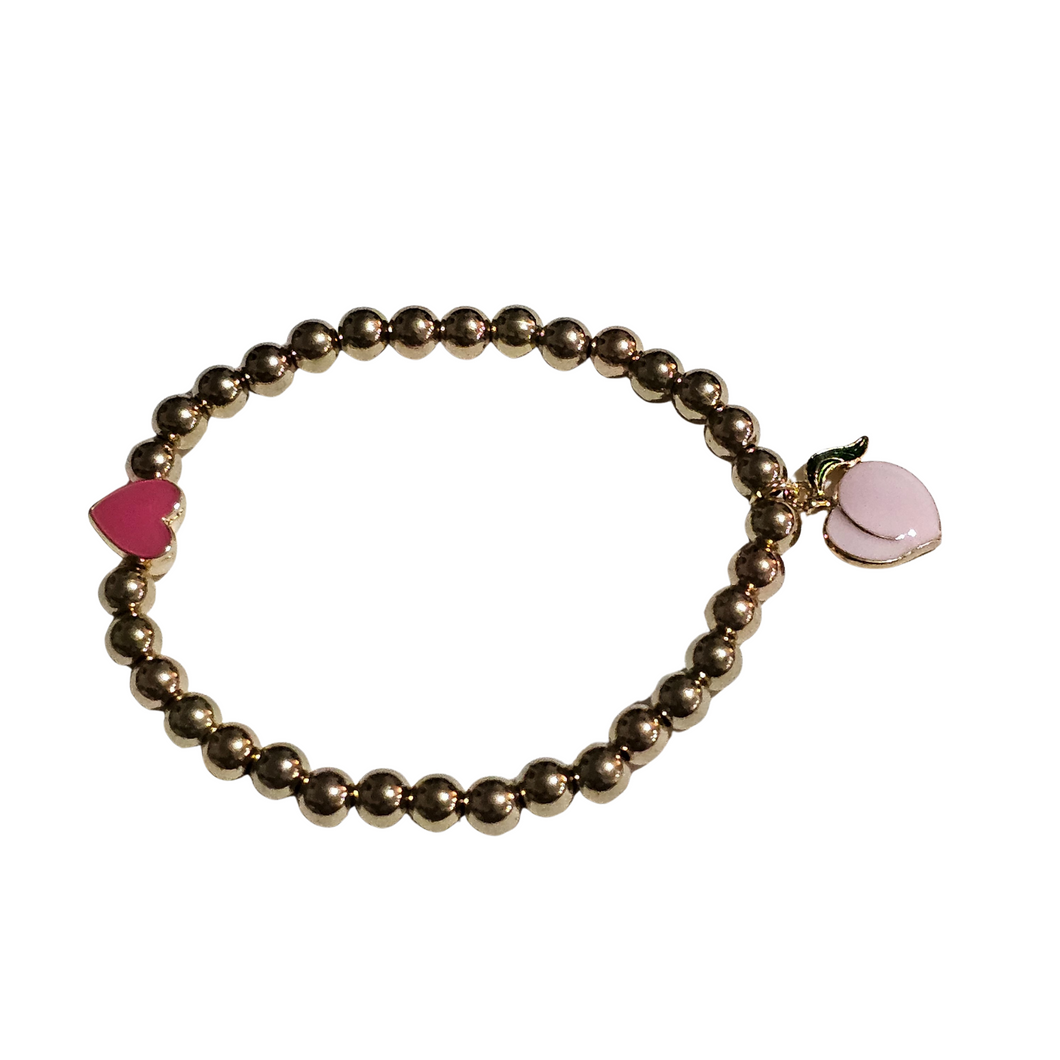 Peach Pedal Gold Pink Heart