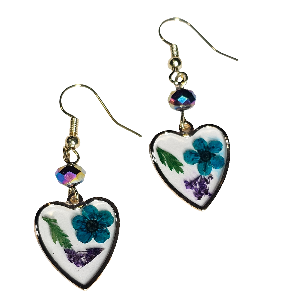 Dainty Flower Heart Resin Earrings