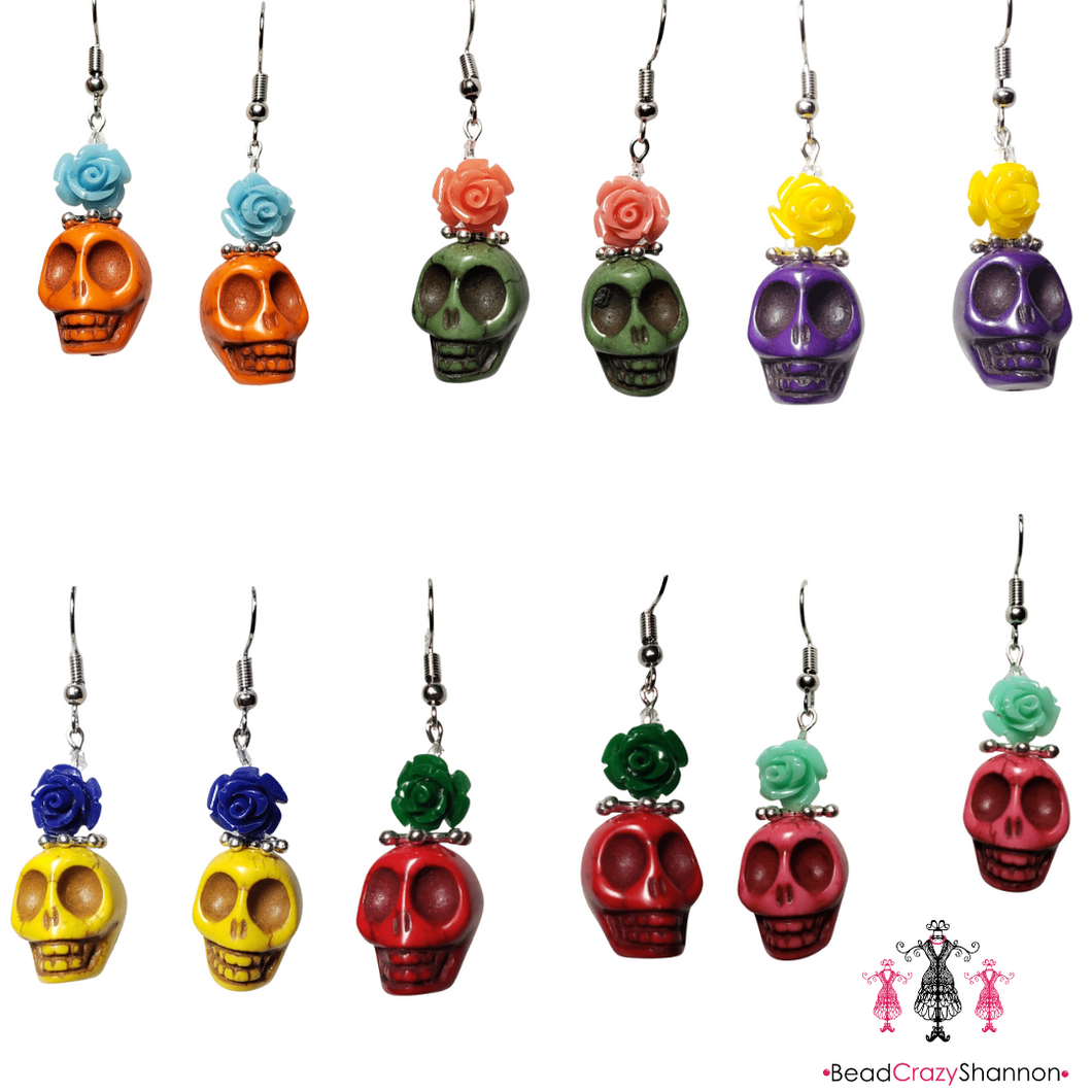 Large Sugar Skulls Earrings