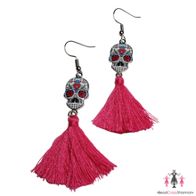 Load image into Gallery viewer, Sugar Skulls Tassel Earrings
