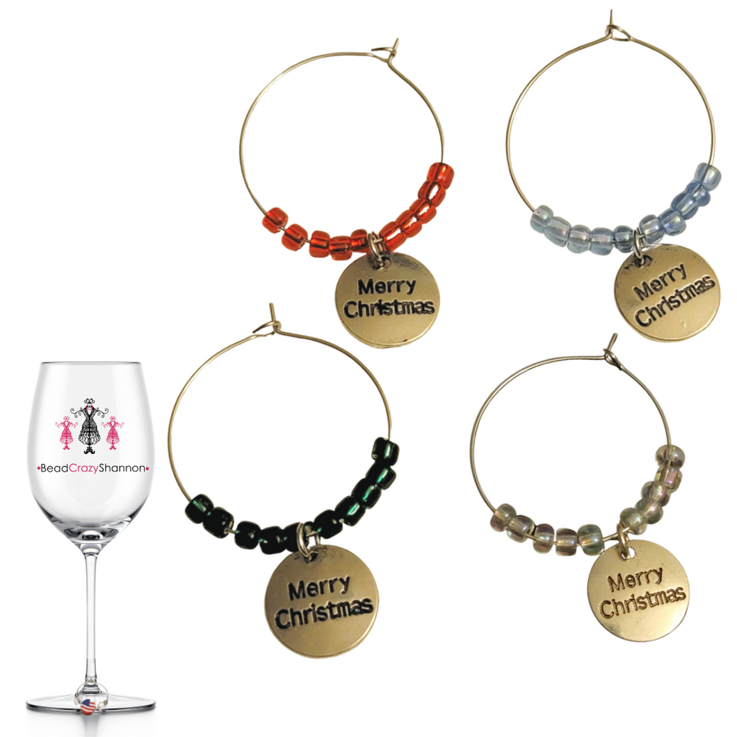 Merry Christmas Wine Charms